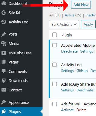 Add New Plugin screen in WordPress