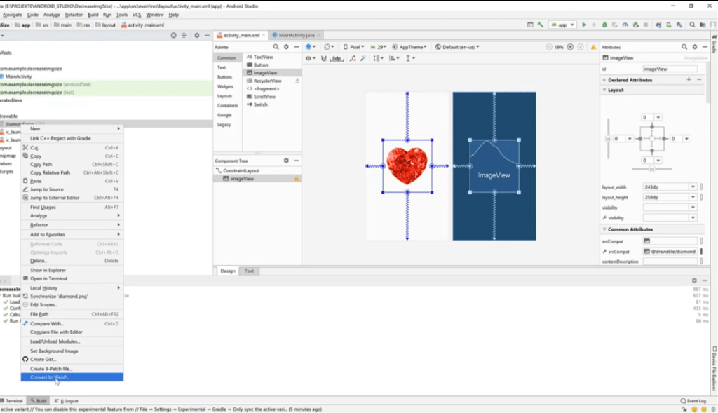 convert image to webp format in android studio