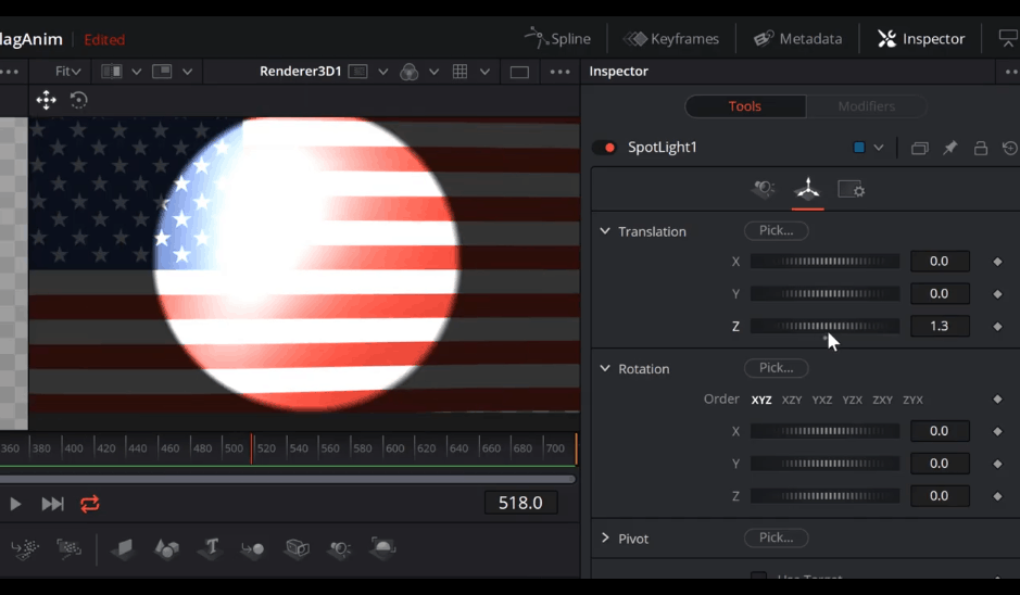 spotlight usa flag waving animation