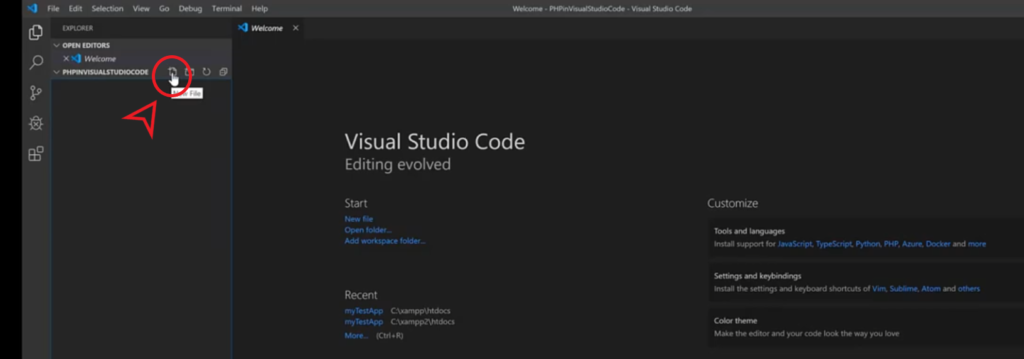 create new php file in visual studio code