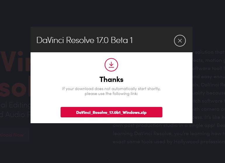 davinci resolve 17 beta zip download windows 10