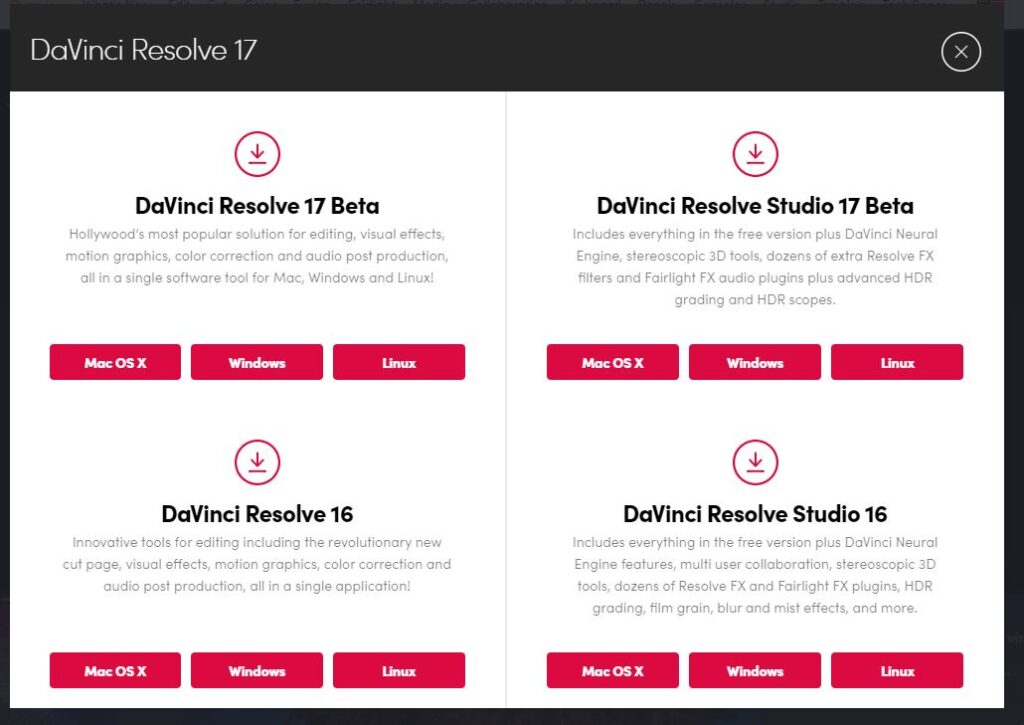 how to download old versions of davinci resolve