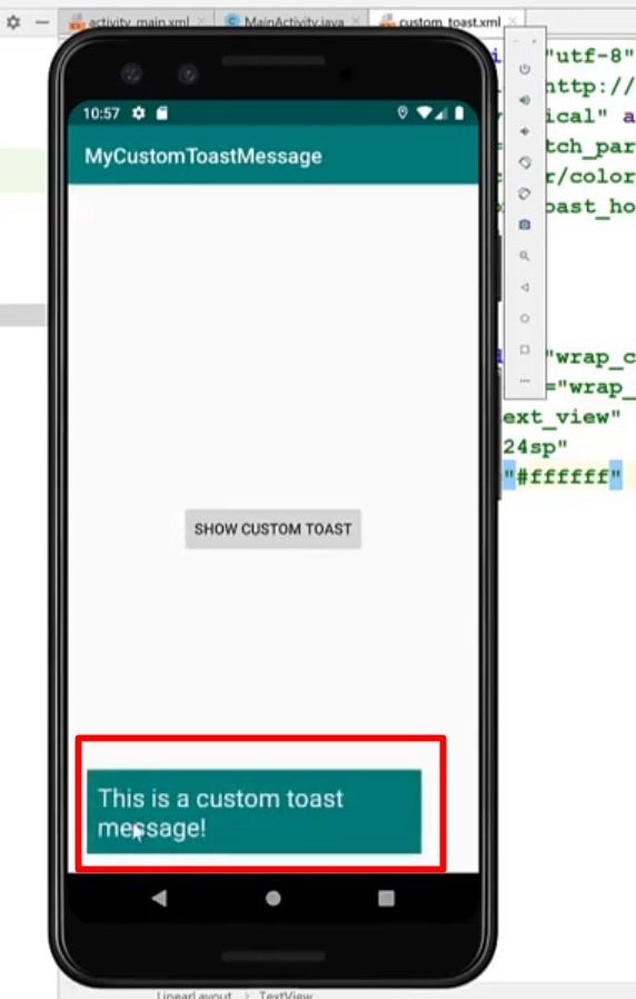 custom toast message redesigned look