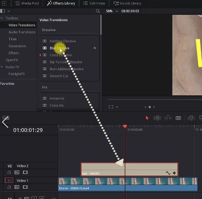 How you apply Video Transition in DaVinci Resolve