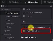 find user video transition presets in davinci resolve