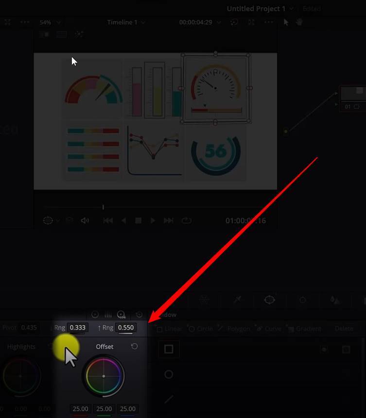 offset control color tab davinci resolve