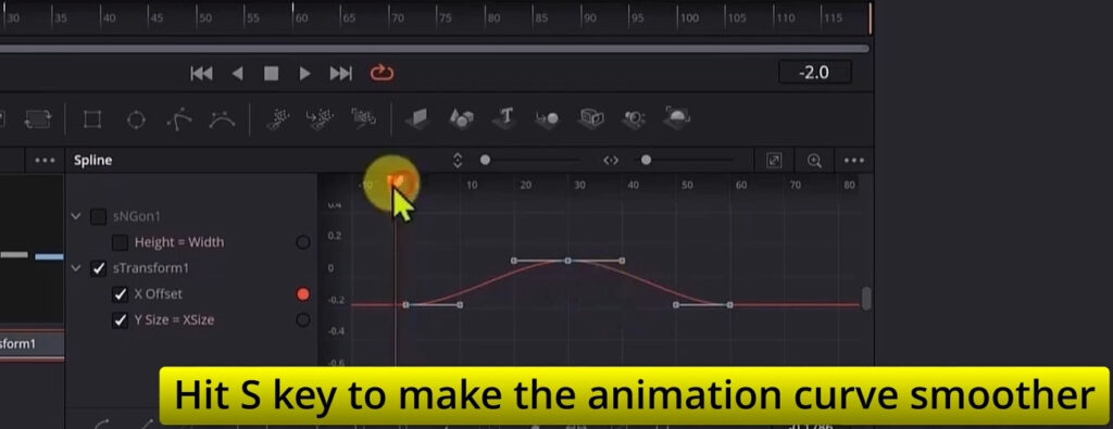 hit the S key in the Spline editor to make the animation curve smoother - DaVinci Resolve 18